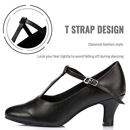 VCIXXVCE Zapatos Baile Salon Punta Cerrada Zapatillas de Baile Latino Tango Bachata Correa en t para Mujer,EU 39