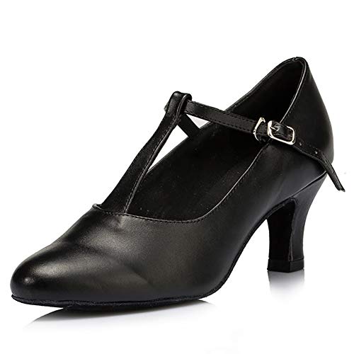 VCIXXVCE Zapatos Baile Salon Punta Cerrada Zapatillas de Baile Latino Tango Bachata Correa en t para Mujer,EU 39