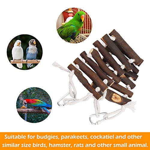 Vegena Juguete de Entrenamiento para Loros,Columpio para Loros Juguete,Juguete de Ave Escalera, Natural de Juguete para periquitos,Loros,Canarios(50 x 10 cm)