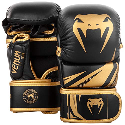 VENUM Challenger 3.0 Guantes de MMA Sparring, Unisex Adulto, Negro/Oro, S