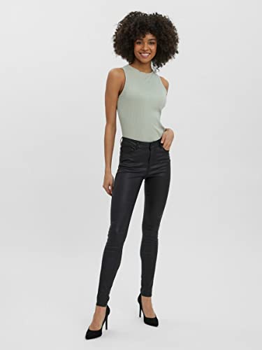 Vero Moda 10138972, Pantalones para mujer, negro (black/coated), M/32