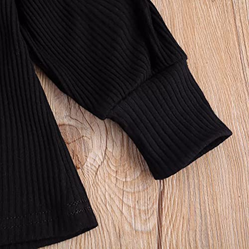 Verve Jelly Trajes para niñas bebés Suéter de punto de manga larga para niños Camiseta Minifalda plisada a cuadros superior 2 piezas Conjunto de ropa de otoño invierno Negro 120 4-5 años