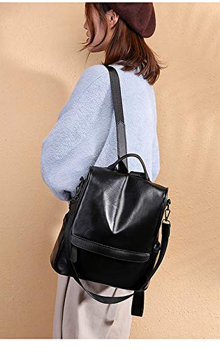 VHVCX Cara Suave Simple Mochila Bolsos De Viaje Moda Indumentaria Femenina Mochila, Negro