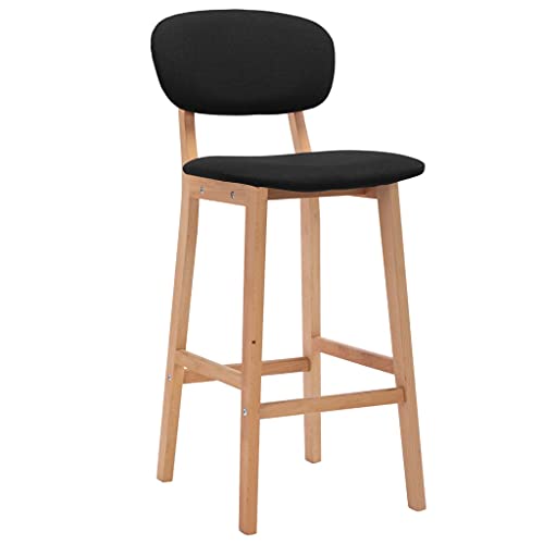 vidaXL 2X Taburetes de Cocina Casa Pub Barra Bistró Restaurante Asiento con Reposapiés Respaldo Silla Alta de Bar Mostrador Tela Negro