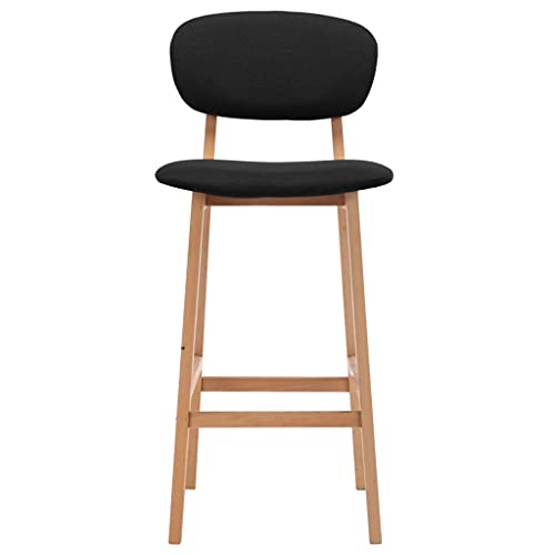 vidaXL 2X Taburetes de Cocina Casa Pub Barra Bistró Restaurante Asiento con Reposapiés Respaldo Silla Alta de Bar Mostrador Tela Negro