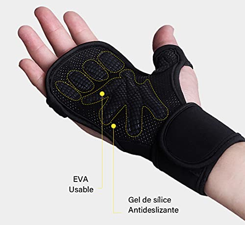 Vintree Guantes de Crossfit para Gimnasio Guantes de Entrenamiento para Hombre y Mujer Guantes de Entrenamiento Abiertos Crossfit Culturismo calistenia Levantamiento de Potencia (Large)