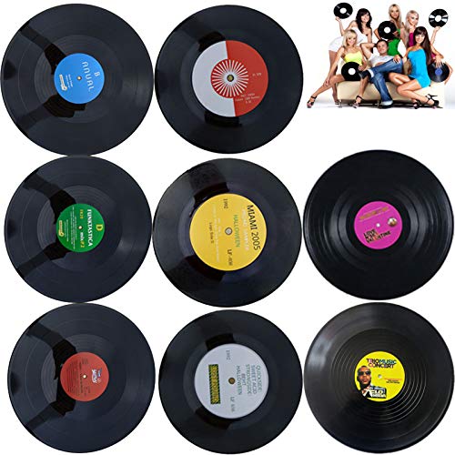 Vinyl Record Decoration, 8 Pieces Vinyl Record Wall Decoration,Diseño Retro de Discos de CD,para la Decoración de Bares, Cafeterías, Tiendas de Postres (7 Pulgadas,patrón Aleatorio)
