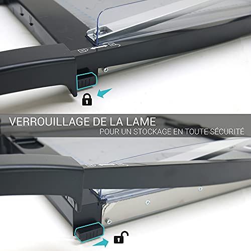Waytex 77292 - Massicot 2 en 1 para papel de cartón y hojas plastificadas (hoja Guillotina capacidad de 10 hojas + 3 formas de corte recto, ondulado, puntiagudo