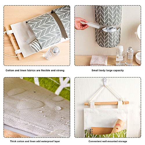 WELLXUNK® Pared Colgando Almacenamiento Bolso, Baño Impermeable Pared Bolsa Colgante, Tela Organizador Bolsillo, Colgando Organizador Bolsillo, Lino Organizador Bolsillo para Guardar Cosas