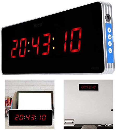 Wifehelper Digital LED Calendario Reloj Temperatura Oficina Hogar Sala de Estar Relojes de Pared Conector EU 110-240V(Hora + Minuto + Segundo)