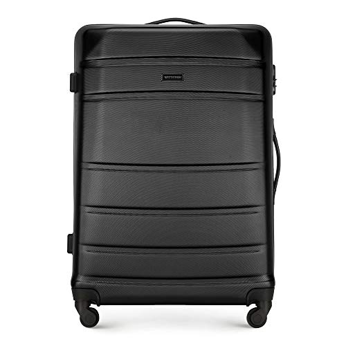 WITTCHEN Robusto Trolley Maleta Grande 4 Ruedas giratorias candado con combinación Asas de Goma rígida Negro
