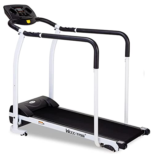 Wood Tree Cinta de Correr eléctrica Plegable para el hogar, máquina para Caminar para Personas Mayores. Frecuencia cardíaca Ajustable Pendiente, Adecuada para Ejercicios de Fitness en Interiores.