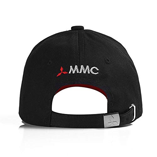 WULIAN Bordado 3D Mitsubishi Hat Cap Car Moto Racing Gorra de béisbol Dad Hat Snapback Trucket Caps Gorra Hombre, Negro, Ajustable