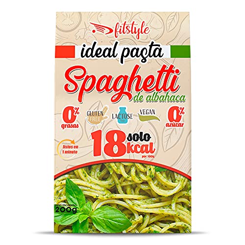 (x3) FITstyle KETO Pasta Konjac de sabores 200g | Konjac Espinacas, Albahaca y Tomate | Sin calorías | Saciante | Escurrir, aliñar y listo