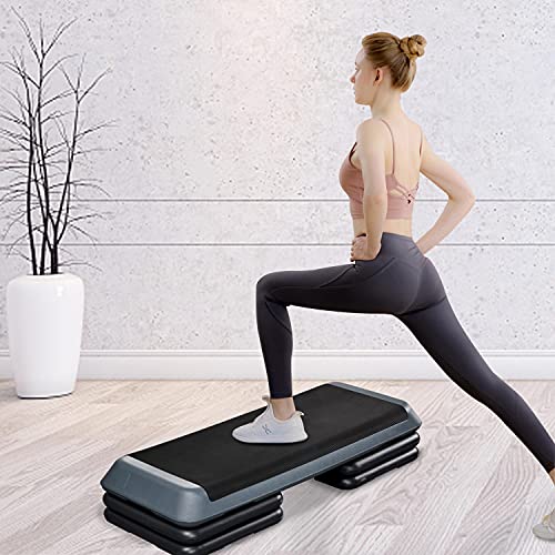 Yaheetech Máquinas de Step para Fitness Carga 250kg Altura Adjustable en 11cm/16cm/21cm Aeróbico Fitness Antideslizante para Oficina/Casa/Gimnacio/Aire Libre