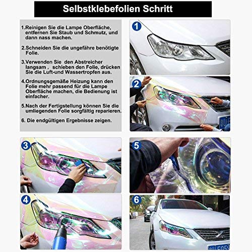 YAOBLUESEA Vinilo Film Faro Luz Pegatina Adhesivo para Coche 200x30cm Rojo
