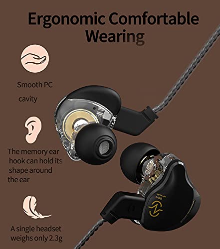 Yinyoo CCZ - Auriculares de Diadema con Cable con Controlador dinámico 1DD, Sonido de Graves HiFi para músicos, Escenario, batería, Iglesia, Entrenamiento, Gimnasio