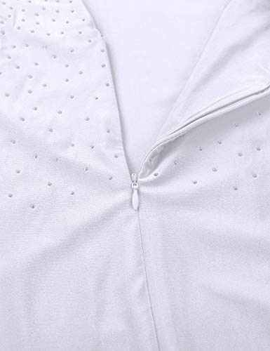 YiZYiF Mailot Danza Hombres Chicos Camiseta Baile Latino Body Pantinaje Artístico Maillot Brillo con Lentejuelas Leotardo Mono Danza Moderna Baile Jazz Actuación Blanco Medium
