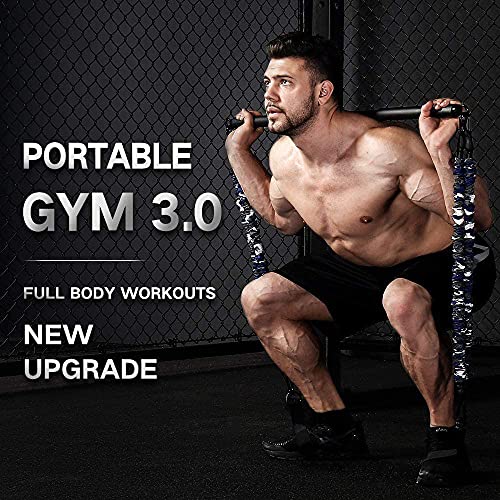 YNXing 38 Pulgadas Bandas de Resistencia, Barra de Ejercicio, Carga máxima 800libras para Entrenamiento en casa, Gimnasio, Levantamiento de Potencia, Barra de Fitness (3.0 Verde Camuflaje)