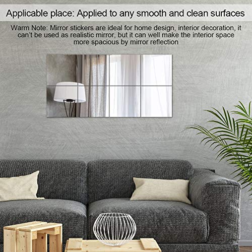 Yosoo Health Gear Espejo Adhesivos de Pared Cuadrados, 9 Piezas Adhesivos de Pared con Espejo Extraíble, Etiqueta Autoadhesiva para la Decoración de la Sala de Estar de la Casa