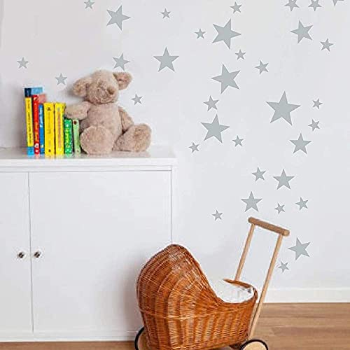 YPLonon - 2 Hojas Pegatinas de Estrellas para Pared Plateado Vinilo Estrellas Infantiles 130 Piezas Estrellas para Pared Decorativas de PVC para Dormitorio de Niña Niño Infantil y Guardería