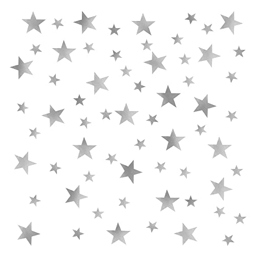 YPLonon - 2 Hojas Pegatinas de Estrellas para Pared Plateado Vinilo Estrellas Infantiles 130 Piezas Estrellas para Pared Decorativas de PVC para Dormitorio de Niña Niño Infantil y Guardería