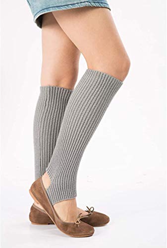 YUANQIAN Calentadores de piernas de punto para mujer, extra suaves sobre la rodilla, sin pies, para yoga, ballet, danza (negro, blanco, gris, rosa, 4 pares)