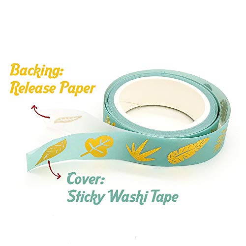 YUBBAEX Oro Washi Tape Set cinta adhesiva decorativa Washi Glitter Adhesivo de Cinta Decorativa para DIY Crafts Scrapbooking 4 Rollos (Bronceado geométrico)