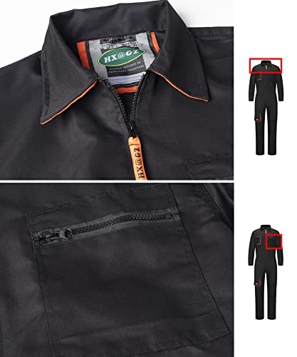 Yukirtiq Pantalones con Peto de Trabajo para Hombre, Ropa de Trabajo Mono de Trabajo para Mecánicos, para jardín y Garaje, para Mantener Limpio, Negro, S