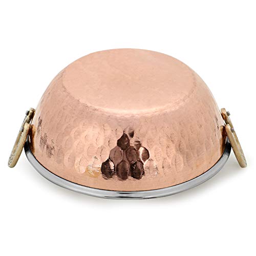 Zap Impex Juego de 4 platos indios de Karahi y platos indios de acero inoxidable de cobre y raciones de curry (13 cm)