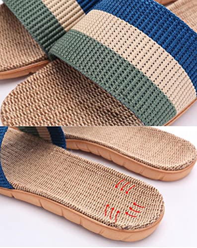 Zapatillas Casa Chanclas Sandalias Chanclas De Playa para Hombre Zapatillas De Casa A Rayas De Lino Informal Zapatillas De Interior De Lino Sandals-Black_9