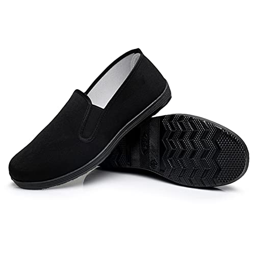 Zapatillas Chinas de Kung Fu de Lona para Artes Marciales, Zapatos de Tai Chi, Suela de Goma, Unisex, Todo Negro, Talla EU 46 (280cm)