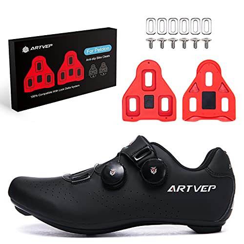 Zapatillas de Ciclismo para Hombre Zapatillas de Bicicleta de Carretera para Mujer compatibles con Look SPD SPD-SL Delta Cleats Zapatillas de Spinning para Interiores Exteriores Negro275
