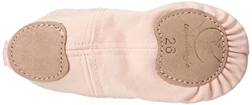 Zapatillas de Danza para niñas Zapatos de Ballet Lona elástica con Suela de Cuero Dividido Negro marrón Rosa Talla 26