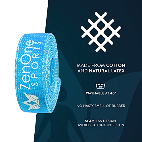 ZenBands Power Fabric, Banda Elástica Fitness de tela, Banda Elástica Ideal para Principiantes, Banda de Resistencia Antideslizante para Entrenarse en Casa, incl. Guída de Entrenamiento, Azul, X-Light