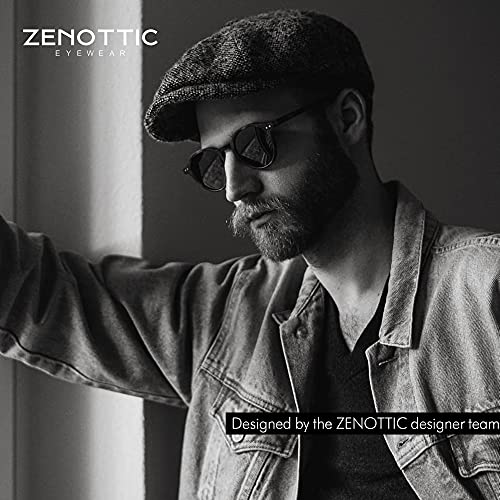 ZENOTTIC Gafas de sol Polarizadas Redondo Retrospectivo Clásico Retrospectivo Lentes de sol Marco UV400 Para hombres y mujeres (MATE NEGRO + GRIS)