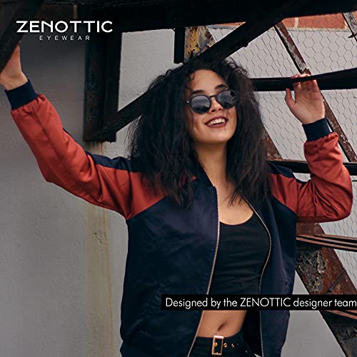 ZENOTTIC Gafas de sol Polarizadas Redondo Retrospectivo Clásico Retrospectivo Lentes de sol Marco UV400 Para hombres y mujeres (MATE NEGRO + GRIS)
