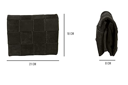 Zerimar Bolso de Hombro Mujer Piel Ante | Bolso Bandolera Mujer Pequeño | Bolso Elegante | Bolso Bandolera | Medidas: 21x18x8 cm Color: Negro