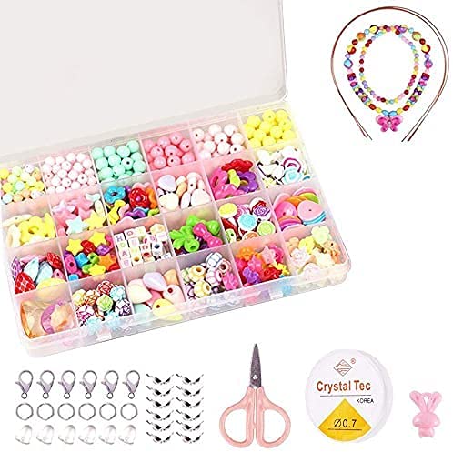 ZFYQ Juguete de Cuentas de Niños DIY, Cuentas Coloridas para Hacer Joyas para Niños Pulseras de Bricolaje Cuentas de Collares (520pcs)