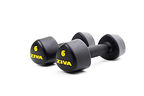 ZIVA Classic Studio 2 Mancuernas de 6KG Tribell, Unisex Adulto, Negro/Amarillo, Talla única