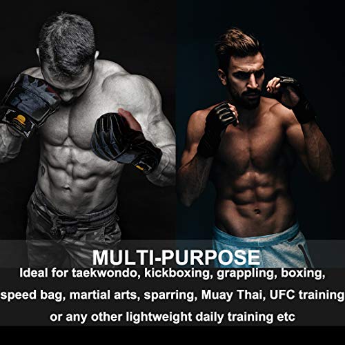 ZooBoo Guantes de Boxeo, Guantes de Artes Marciales Mixtas para Entrenamiento UFC, para Hombres y Mujeres, de Piel, más Acolchados, para Boxeo, Sparring, Muay Thai, Bolsa Pesada Negro