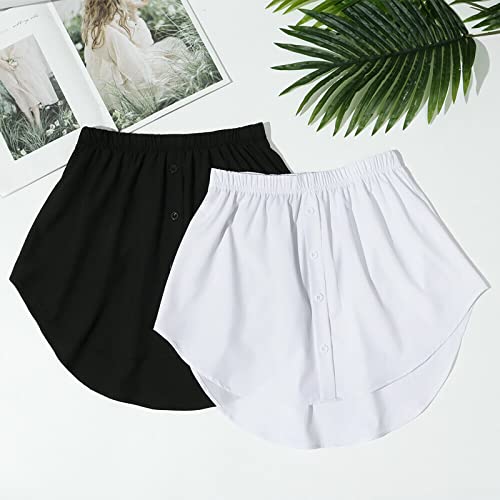 2 piezas de Mujeres de capas ajustables falso superior inferior camisa de barrido Extender media-longitud Mini falda dobladillo (A,XL)