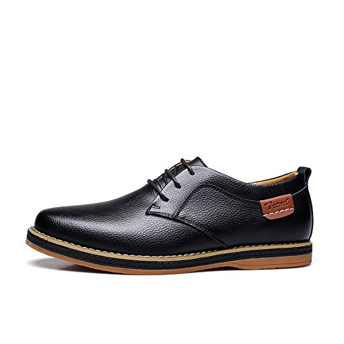 Alexis Leroy - Zapatos Derby con Cordones de Cuero Casual para Hombre Negro 44 EU / 10 UK