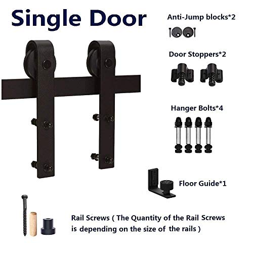 CCJH 6FT/1.83M Herraje para Puerta Corredera Kit de Accesorios para Puertas Correderas, Contiene Guía de suelo ajustable