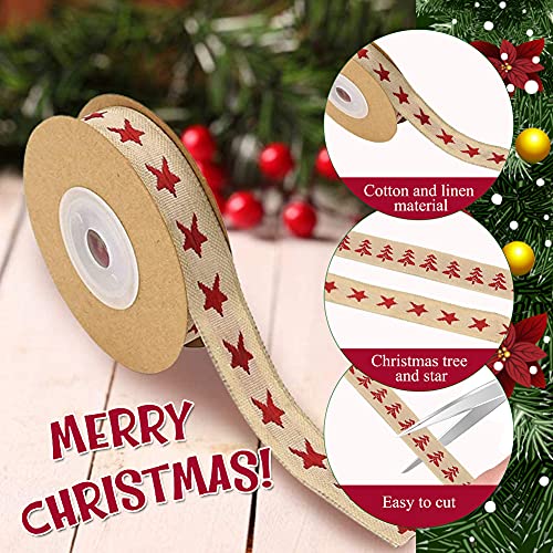 Cinta de Raso Navidad,2 Rollos Cinta de Satén Marrón Cinta de Algodón de Navideño para Envolver Regalos,Navidad Cintas de Raso de Regalo Decorativas Anchas 15mm para Manualidades/Lazos/Arcos de Árbol