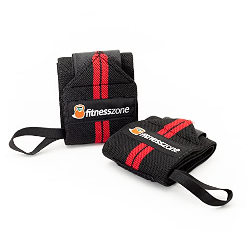 FitnessZone | Muñequeras Deportivas Elásticas con Costuras Reforzadas y Lazo de Pulgar | Protecciones para Fitness, Crossfit, Cross Training, Levantamiento de Pesas o Calistenia