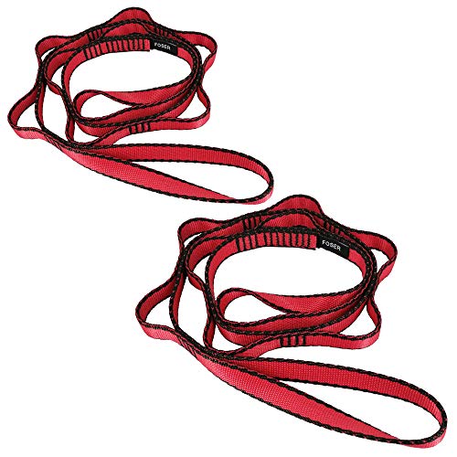 FOSER 2 correas de extensión para yoga y hamaca de yoga, extensor de margaritas para fitness, pilates, correa extendida, Rojo