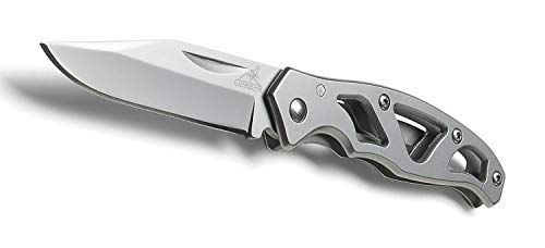 Gerber Navaja plegable de bolsillo con hoja lisa y clip de bolsillo, Longitud de la hoja 5.6 cm, Paraframe Mini Folding Clip Knife, Acero inoxidable, 31-003618