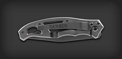 Gerber Navaja plegable de bolsillo con hoja lisa y clip de bolsillo, Longitud de la hoja 5.6 cm, Paraframe Mini Folding Clip Knife, Acero inoxidable, 31-003618