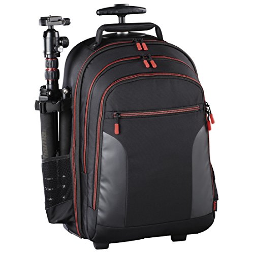 Hama Miami - Maletín con ruedas, universal, compartimento para portátil, color negro y rojo